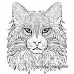 Detailed Maine Coon Cat Face Coloring Pages 2