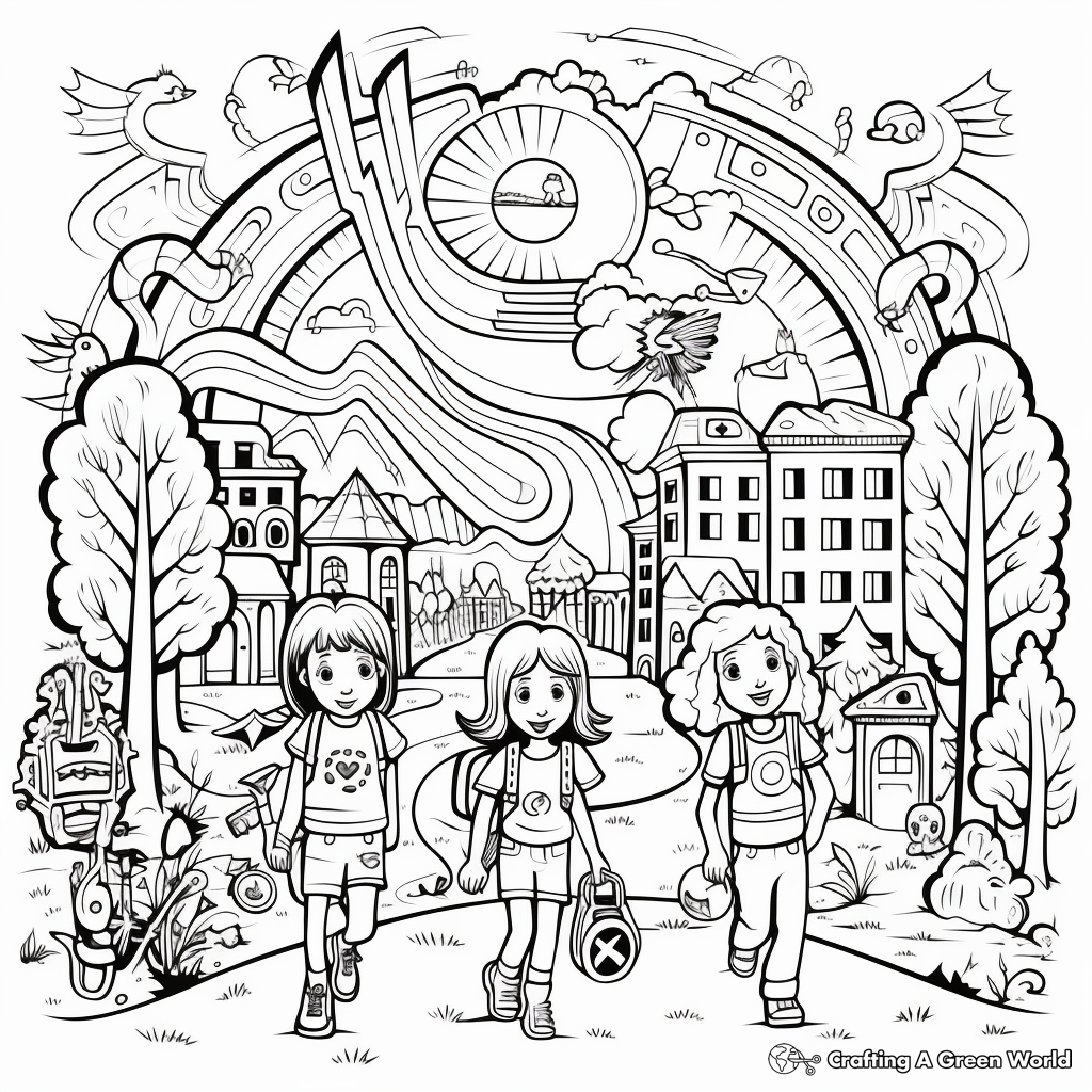Detailed Middle School First Day Coloring Pages for Adults 3