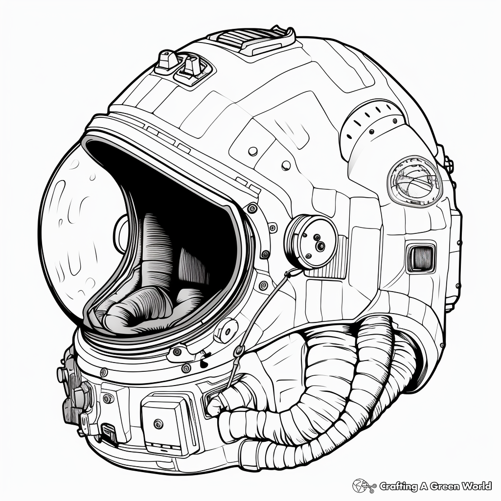 Detailed NASA Astronaut Helmet Coloring Pages for Adults 2