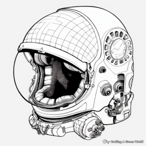 Detailed NASA Astronaut Helmet Coloring Pages for Adults 3