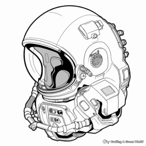 Detailed NASA Astronaut Helmet Coloring Pages for Adults 4
