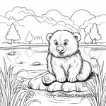 Detailed Nature Scene Beaver Coloring Pages 4