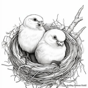 Detailed Nest with Baby Birds Coloring Pages 3