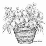 Detailed Orchids in a Basket Coloring Pages for Adults 1