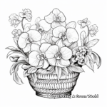 Detailed Orchids in a Basket Coloring Pages for Adults 3