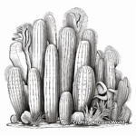 Páginas detalladas para colorear de Cactus de tubo de órgano para adultos 1