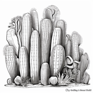 Detailed Organ Pipe Cactus Coloring Pages for Adults 1