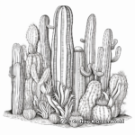 Páginas detalladas para colorear de cactus de tubo de órgano para adultos 2