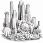 Páginas detalladas para colorear de cactus de tubo de órgano para adultos 4