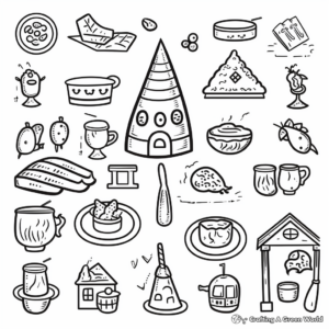 Detailed Passover Symbols Coloring Pages 1