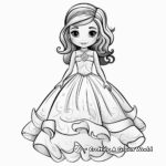 Detailed Princess Ball Gown Dress Coloring Pages 1