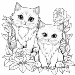 Detailed Ragdoll Cats and Peony Flowers Coloring Pages 3
