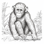 Detailed Realistic Chimpanzee Coloring Pages 1
