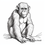 Detailed Realistic Chimpanzee Coloring Pages 2