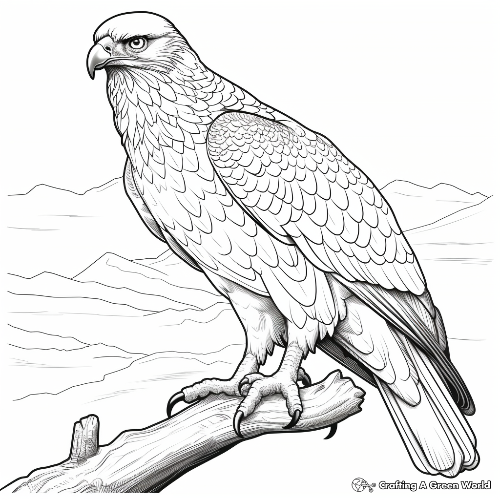 Hawk Perched Coloring Pages Printable Supercoloring Drawing Gif Color 