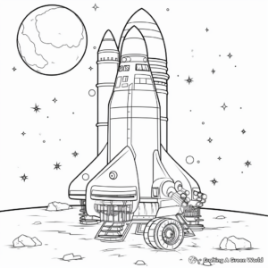 Detailed Rocket Ship in the Solar System Coloring Pages 2