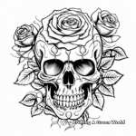 Detailed Rose and Skull Tattoo Coloring Pages for Adults 3