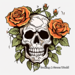 Detailed Rose and Skull Tattoo Coloring Pages for Adults 4