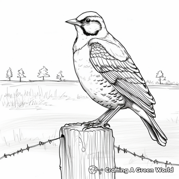 Detailed Sketch Western Meadowlark Coloring Page 1