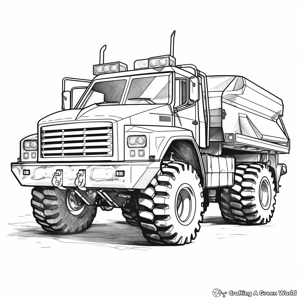 Detailed Snow Plow Truck Coloring Pages for Adults 1