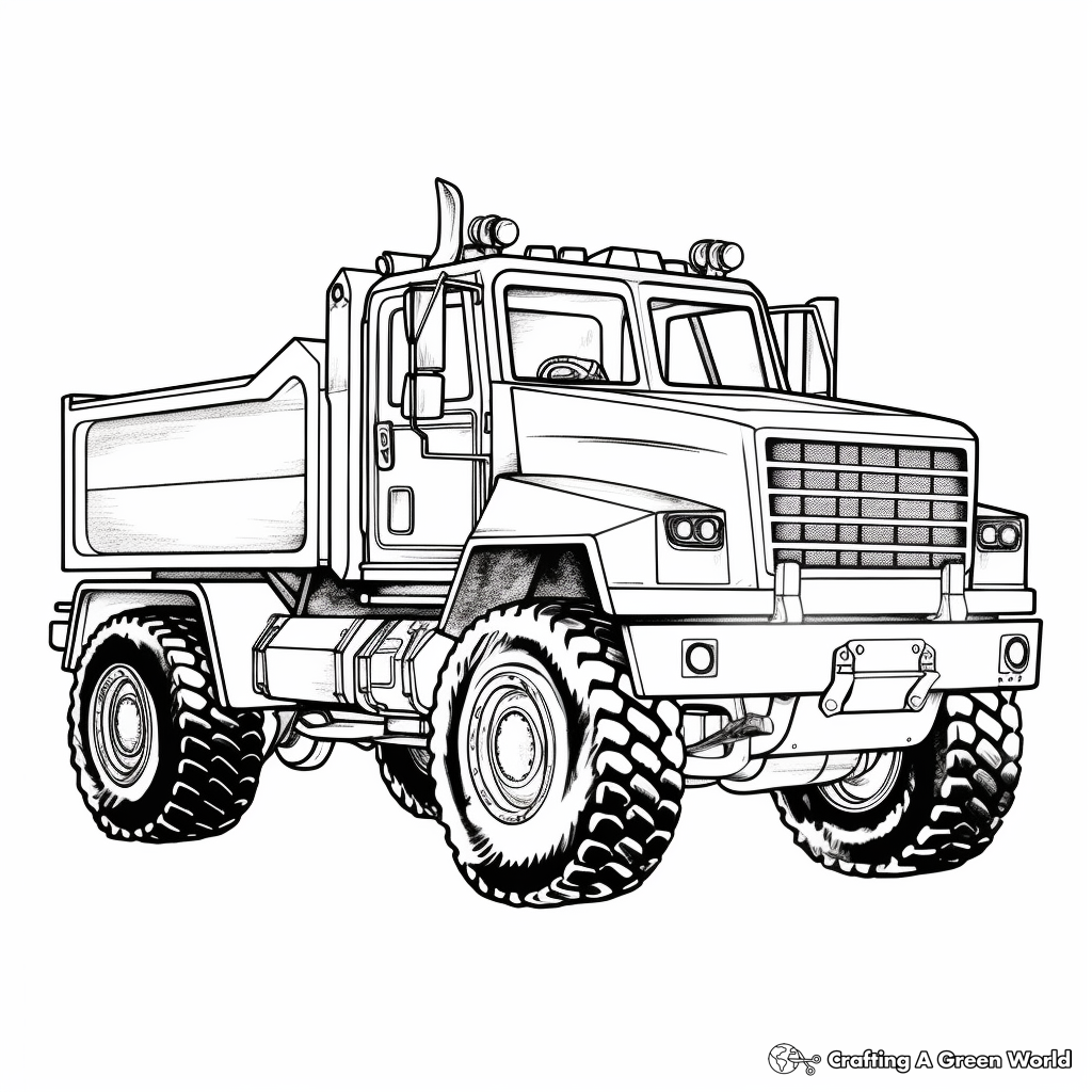 Detailed Snow Plow Truck Coloring Pages for Adults 3