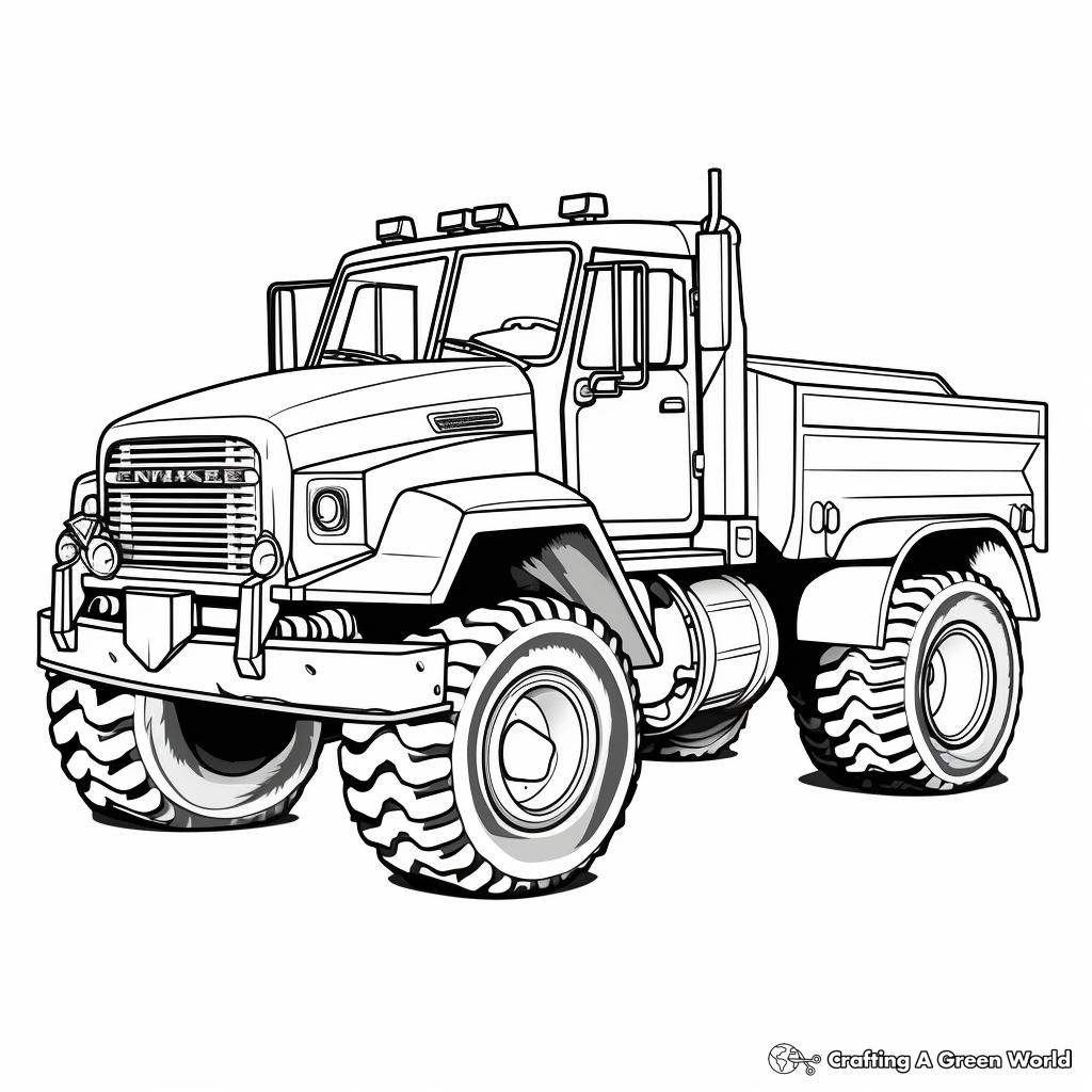 Detailed Snow Plow Truck Coloring Pages for Adults 4