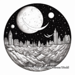Detailed Solar Eclipse Night Sky Coloring Pages for Adults 4
