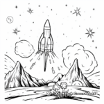 Detailed Space-themed Shooting Star Coloring Pages for Adults 3
