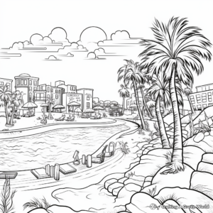 Detailed Spring Break Scenery Coloring Pages for Adults 1