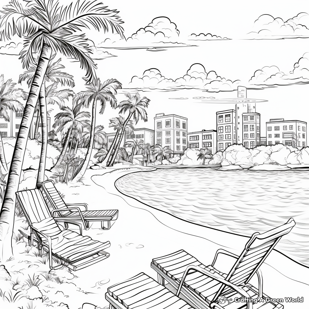 Detailed Spring Break Scenery Coloring Pages for Adults 3