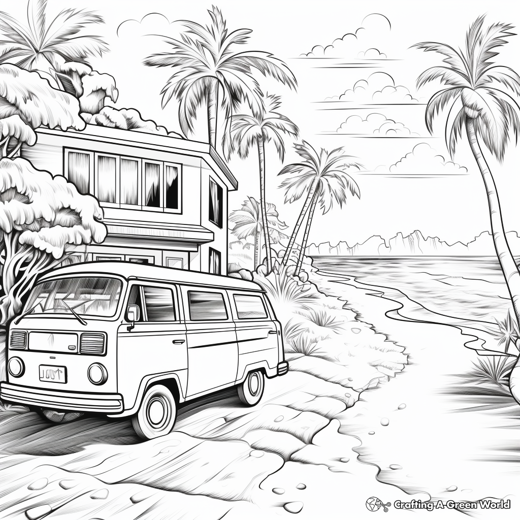 Detailed Spring Break Scenery Coloring Pages for Adults 4