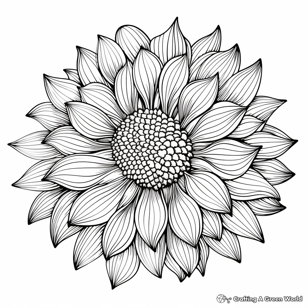 Detailed Sunflower Seed Coloring Pages 1