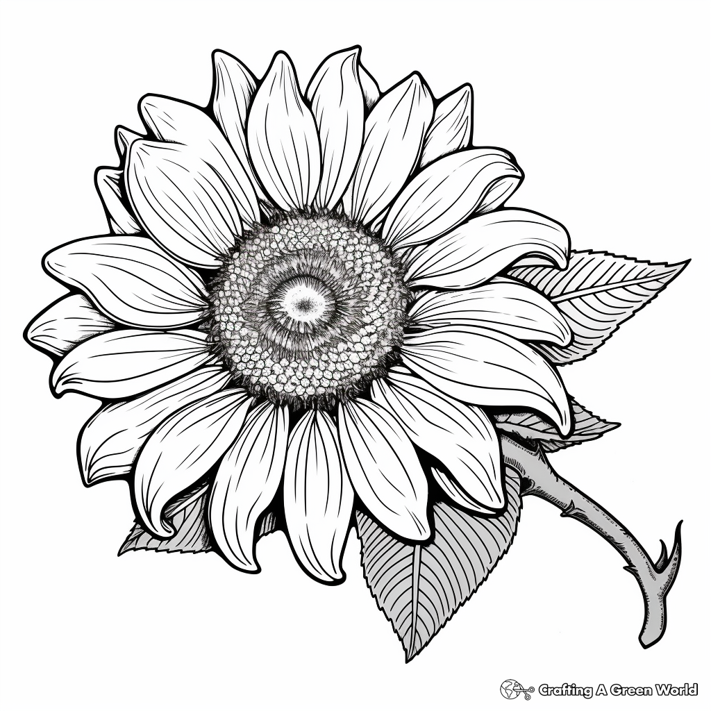 Detailed Sunflower Seed Coloring Pages 2