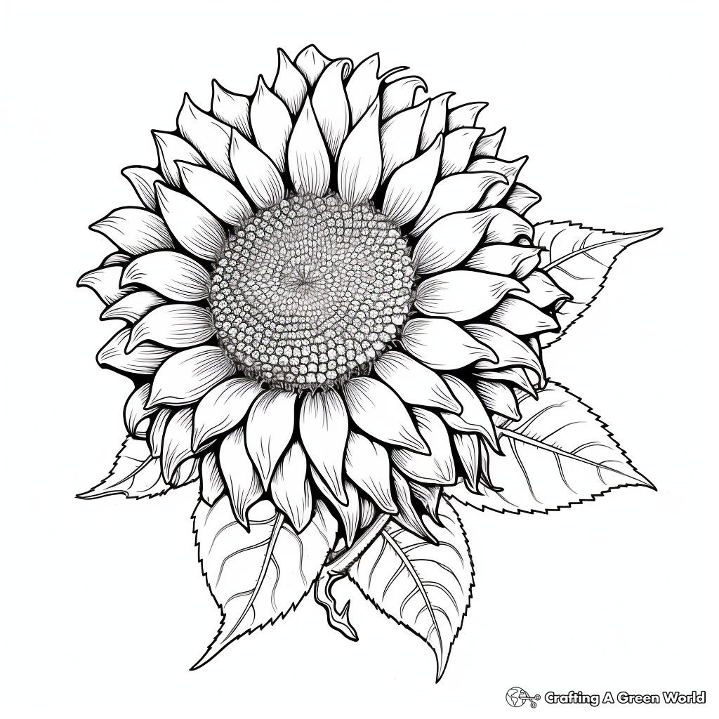 Detailed Sunflower Seed Coloring Pages 4