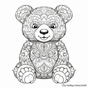 Detailed Teddy Bear for Adult Coloring Pages 2