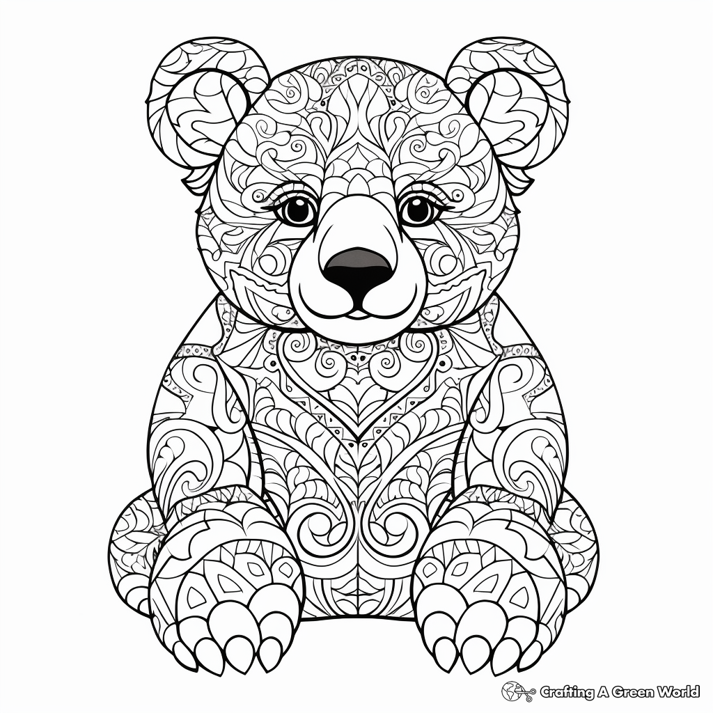 Detailed Teddy Bear for Adult Coloring Pages 3