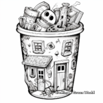 Detailed Trash Can Coloring Pages for Adults 1