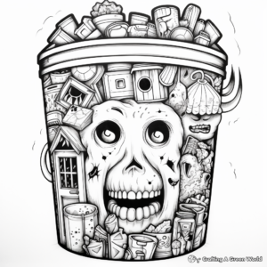 Detailed Trash Can Coloring Pages for Adults 4