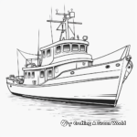 Detailed Trawler Boat Coloring Pages for Adults 2