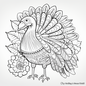 Detailed Turkey Coloring Pages for Adults 3