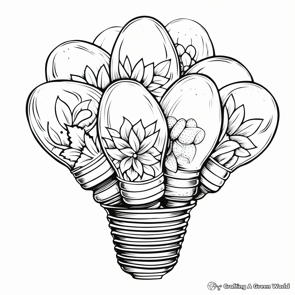 Detailed Vintage Christmas Light Bulbs Coloring Pages 1