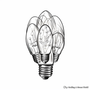 Detailed Vintage Christmas Light Bulbs Coloring Pages 3