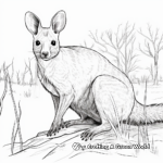 Detailed Wallaby in the Outback Coloring Pages 4