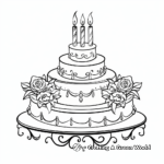 Detailed Wedding Cake Coloring Pages for Adults 1