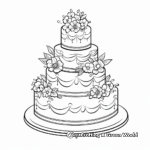 Detailed Wedding Cake Coloring Pages for Adults 3