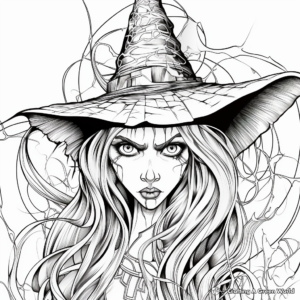 Detailed Wicked Witch Coloring Pages for Adults 2
