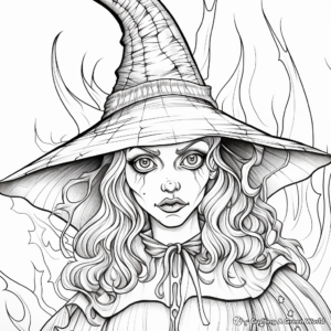 Detailed Wicked Witch Coloring Pages for Adults 3