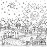 Detailed Winter Solstice Celebration Coloring Pages for Adults 4