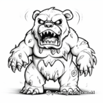 Detailed Zombie Bear Coloring Pages for Adults 2
