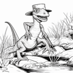 Dilophosaurus in Action: Hunting Scene Coloring Pages 2